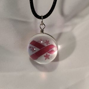 NEW Pink Ribbon Glass Dome Pendant Necklace